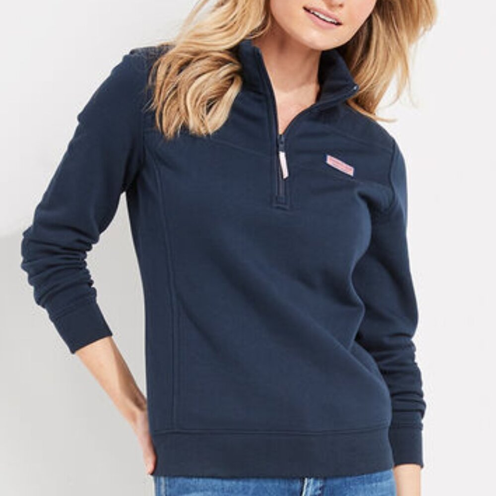 Vineyard Vines Girls XXS Shep Shirt Navy Quarter Zip Pullover NWT - Picture 3 of 8